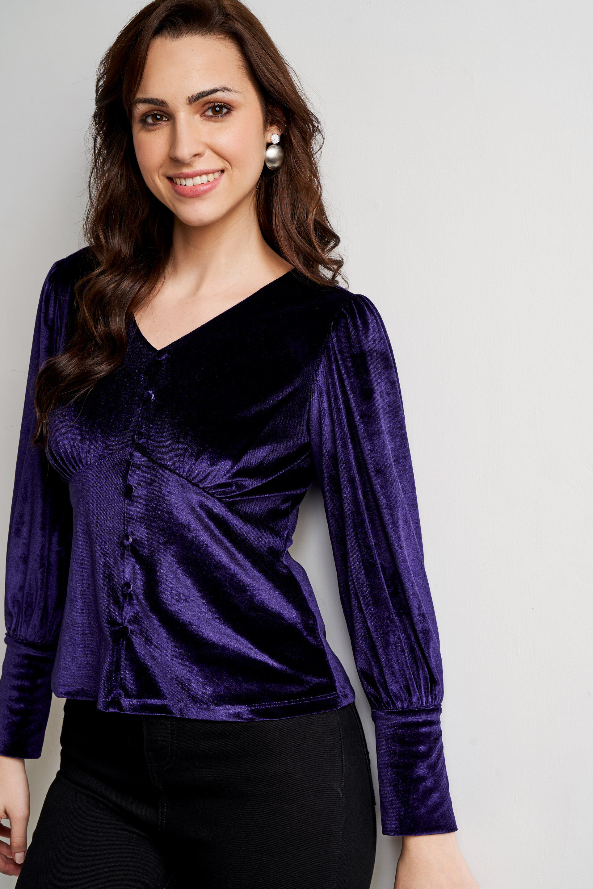 Purple Solid Straight Top, Purple, image 1