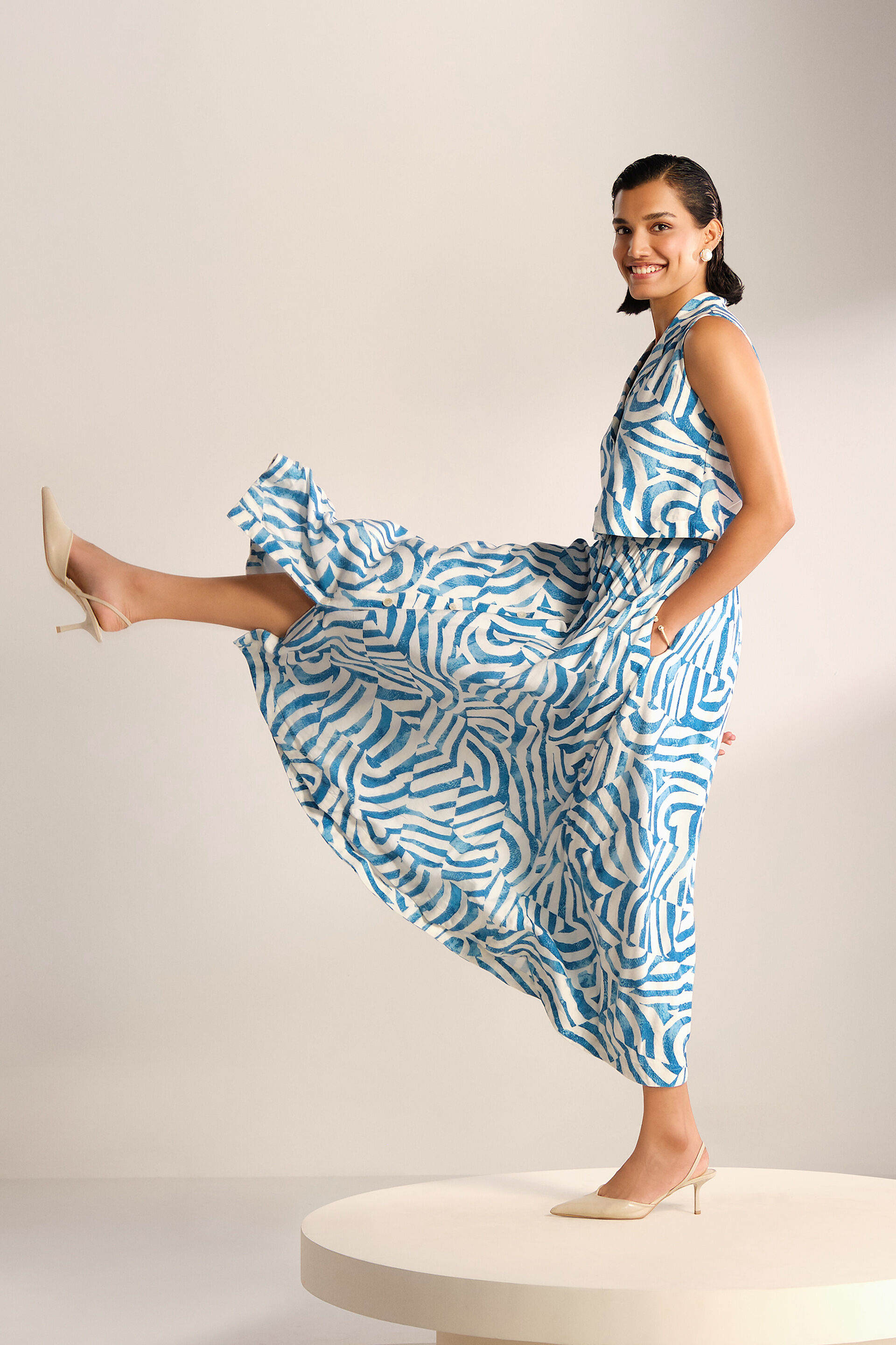 Sea Wave Skirt Set, Blue, image 4