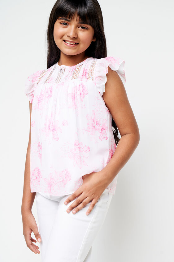 Cream and Pink Bloom Top, Cream, image 3