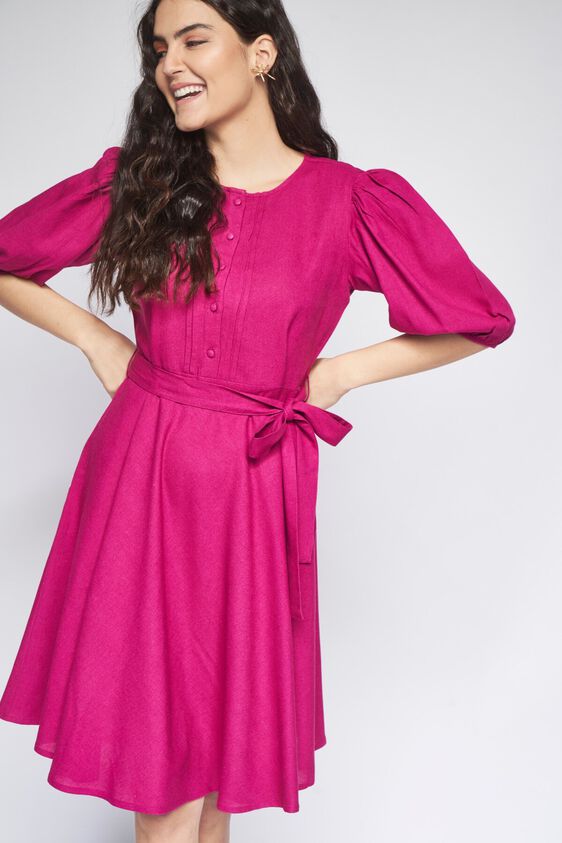 2 - Wine Solid Straight Dress, image 4