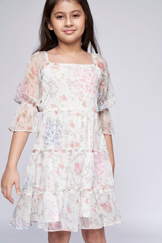 3 - White Floral Flared Dress, image 3