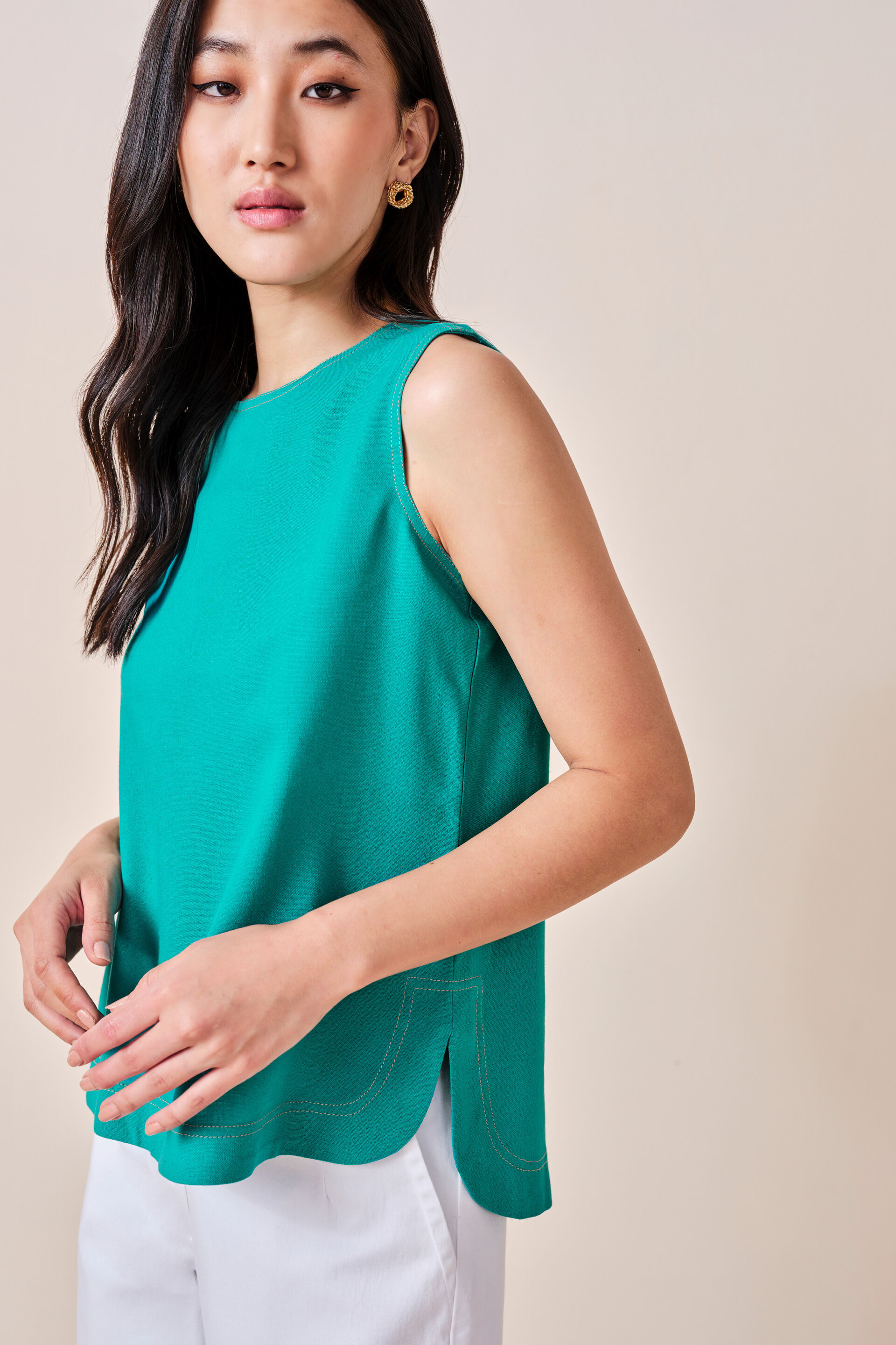 Tiya Viscose-blend Top, Turquoise, image 4