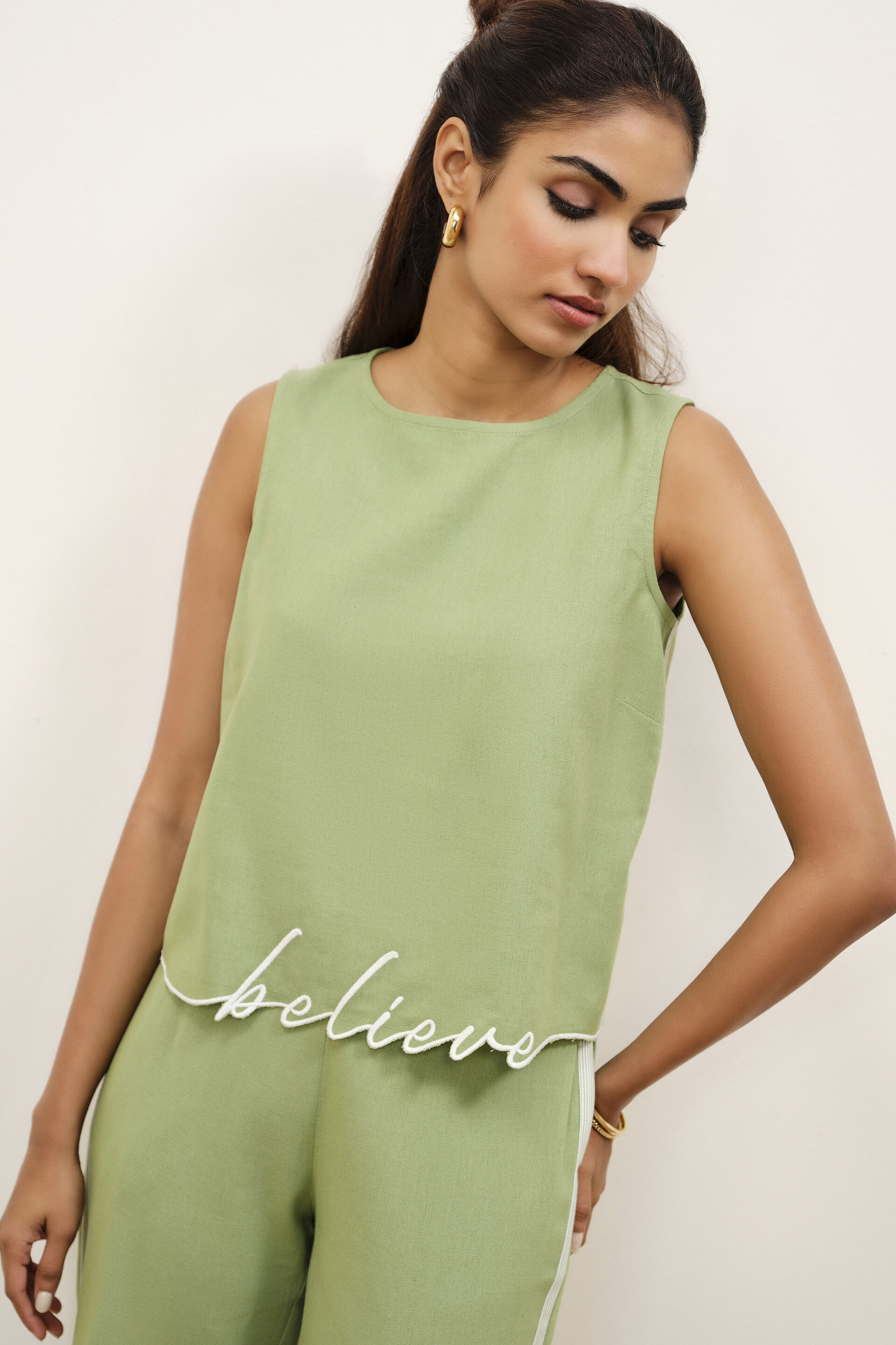 Obsidian Green Embroidered Co-ord Set, Sage Green, image 5