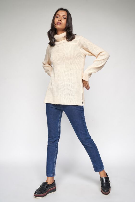 4 - Cream Self Design Sweater Top, image 4
