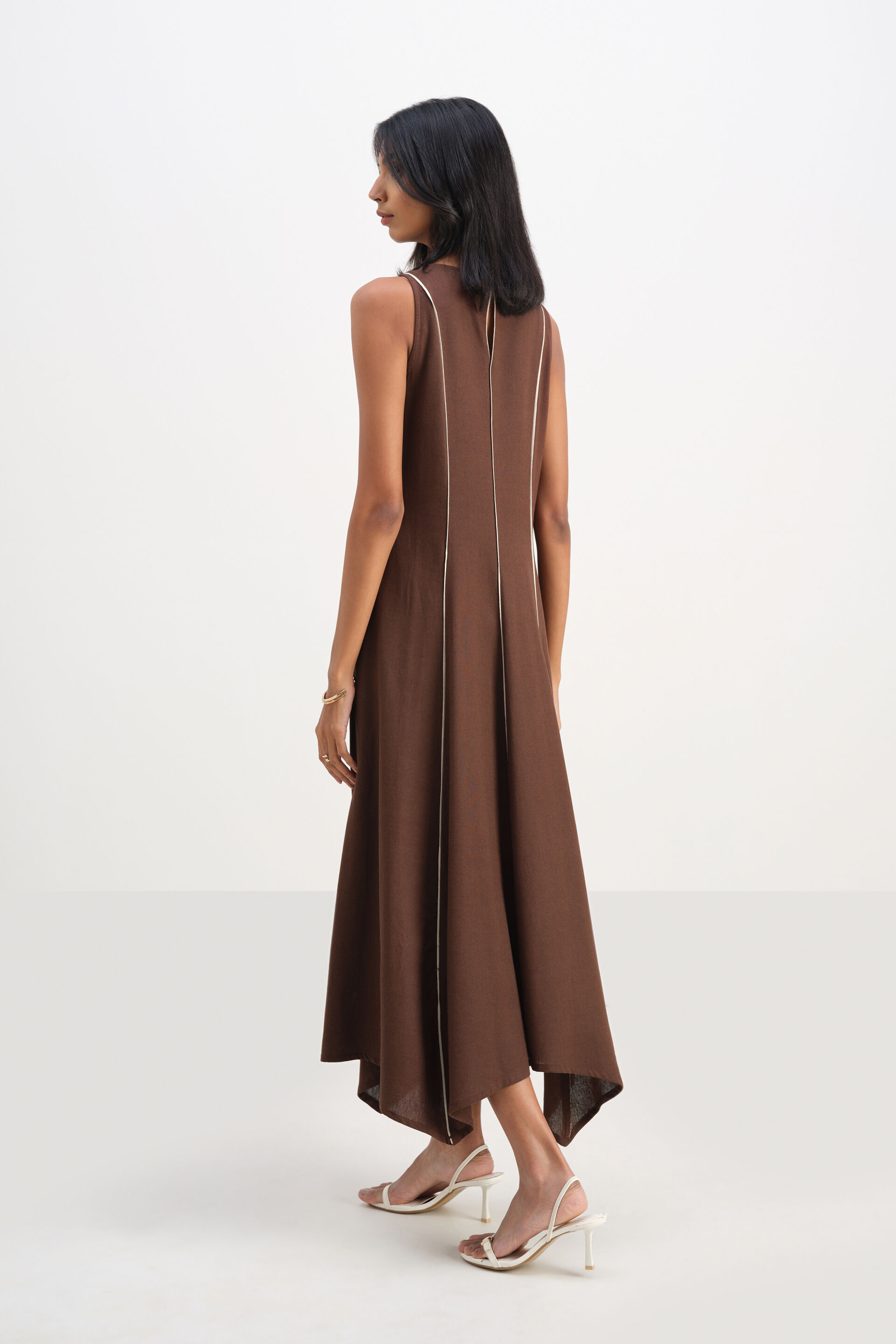 Coffee Asymmetry Dress, Brown, image 5