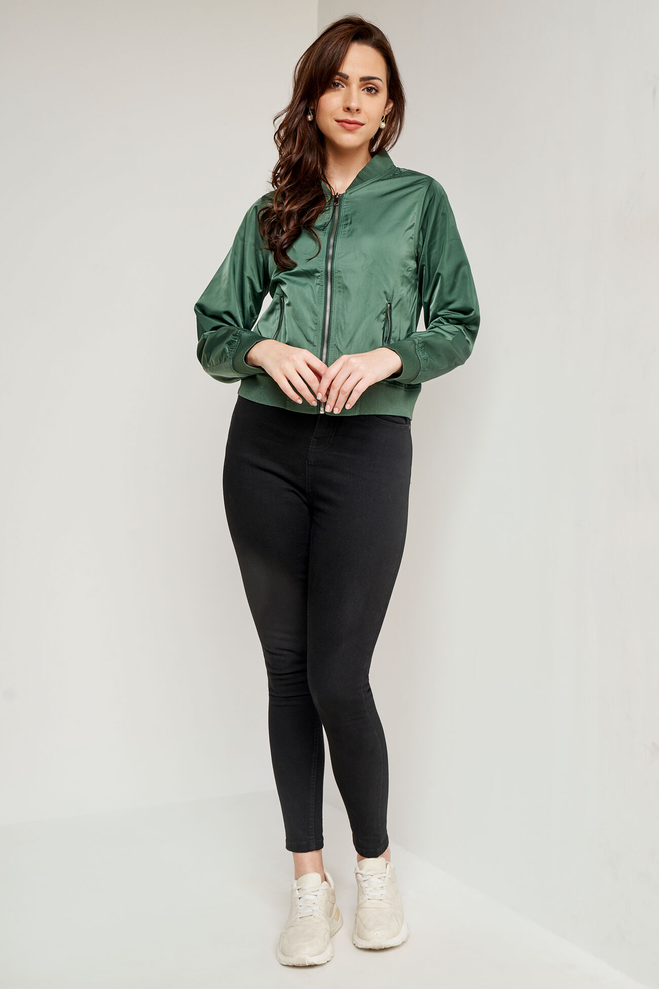Green Solid Straight Jacket, Green, image 2