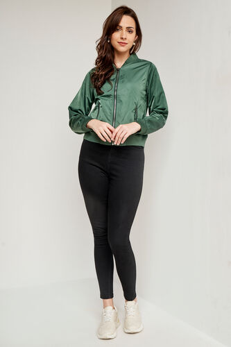 Green Solid Straight Jacket, Green, image 2