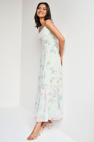 Mint Floral Flared Gown, Mint, image 1