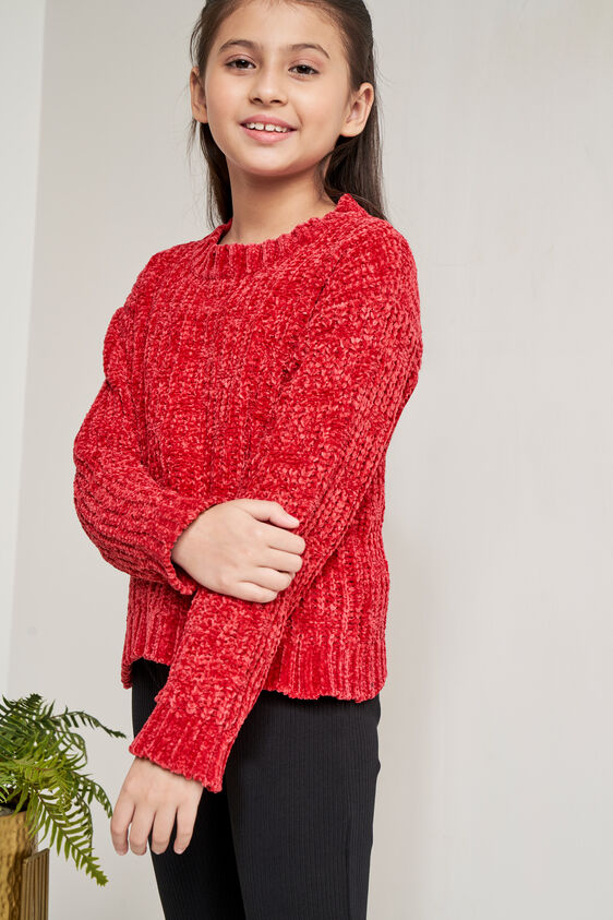 Red Self Design Straight Top, Red, image 5