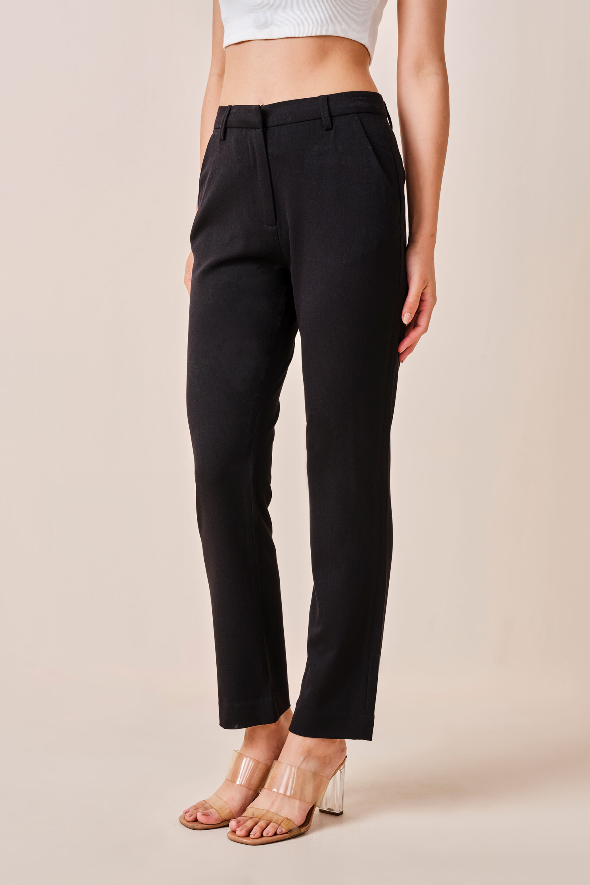 Trisha Solid Trousers, Black, image 4
