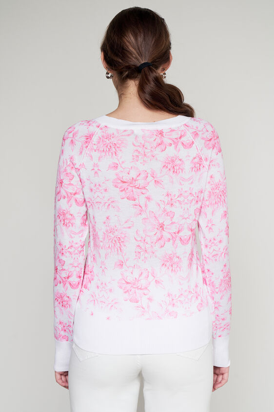 Pink And White Floral Straight Top, Pink, image 4