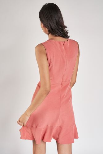 4 - Peach Solid Fit And Flare Dress, image 4