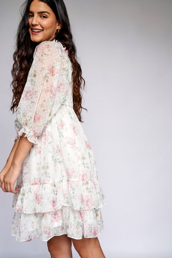 5 - White Floral Fit & Flare Dress, image 5