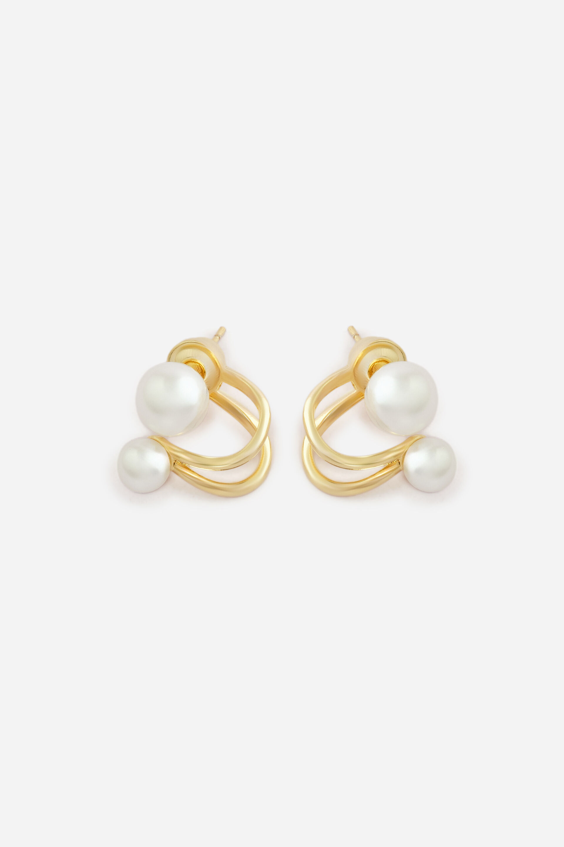 Dual Layer Pearl Earrings, , image 1