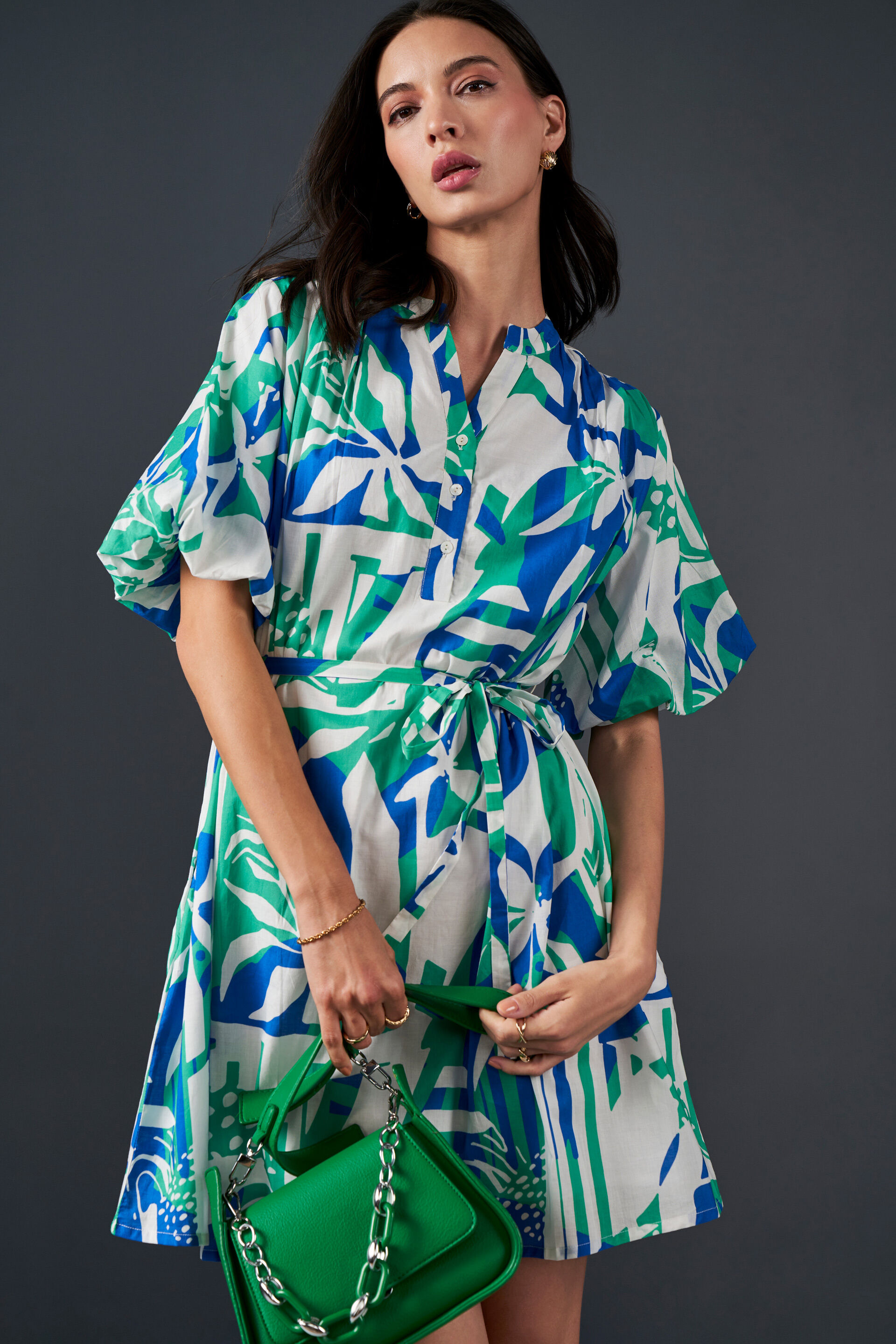 Meadows Cotton Dress, Blue, image 3