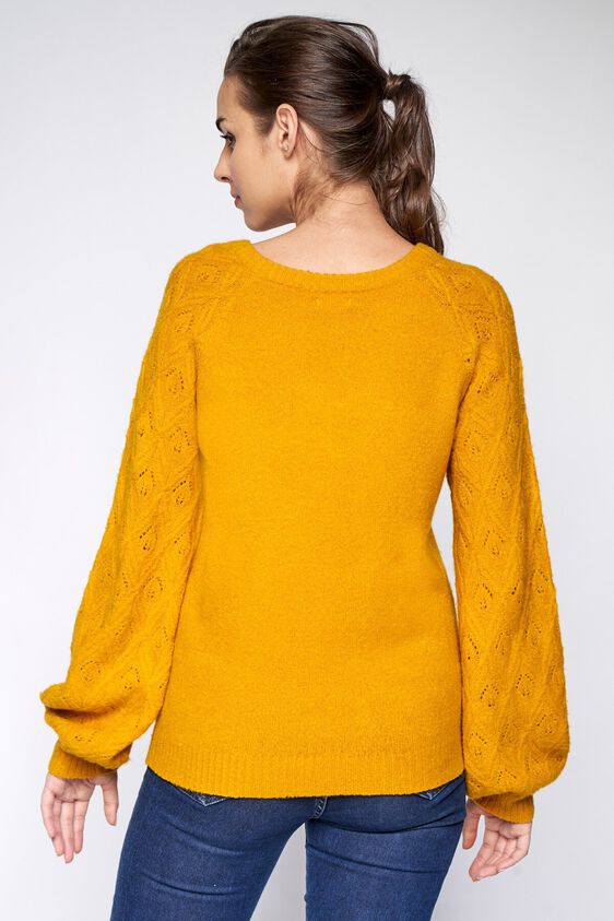 4 - Yellow Self Design Straight Top, image 4