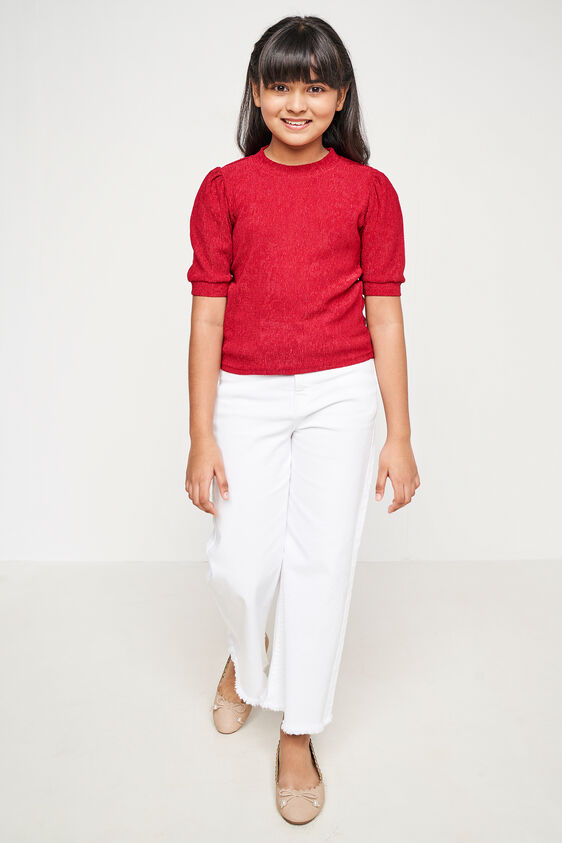 Solid Slip-On Straight Top, Red, image 2