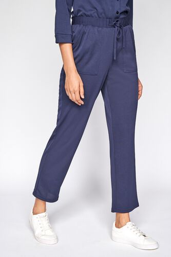 3 - Navy Blue Self Design Straight Bottom, image 3