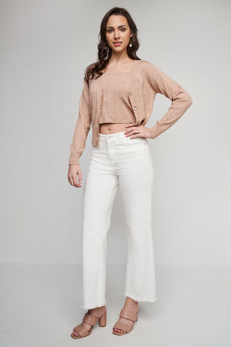 Beige Self Design Straight Suit, Beige, image 2