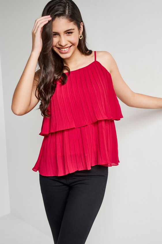 Red Solid Flared Top, Red, image 1