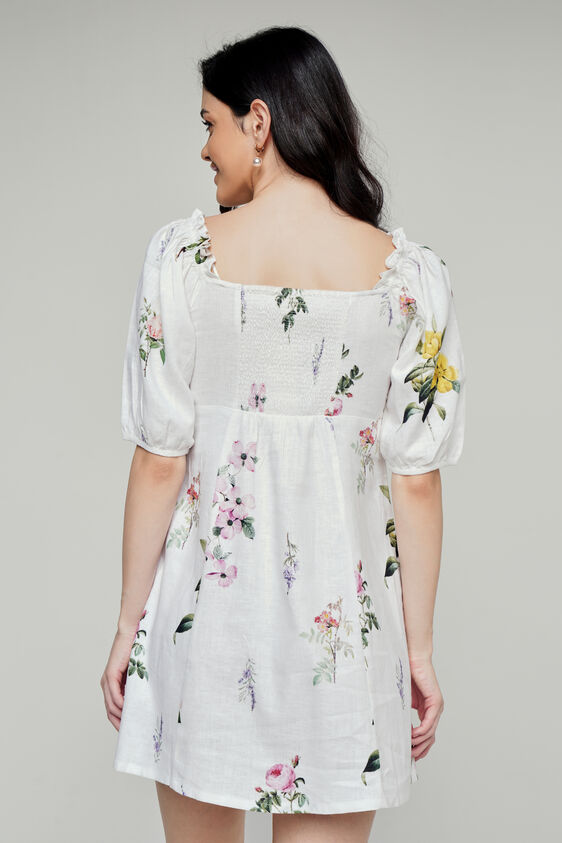 White Floral Flared Dress, White, image 5