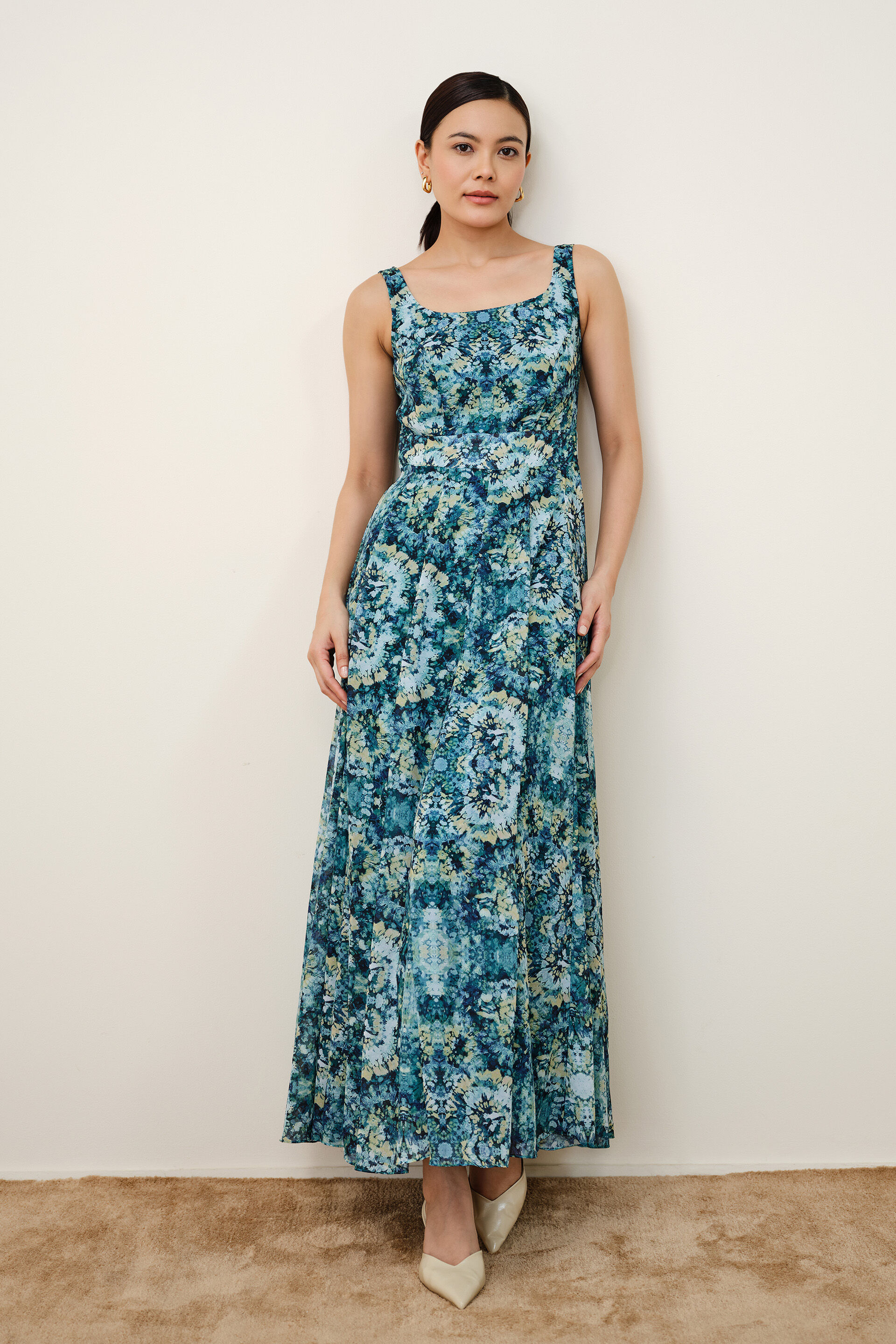 Sea Green Abstract Print Maxi, Green, image 2