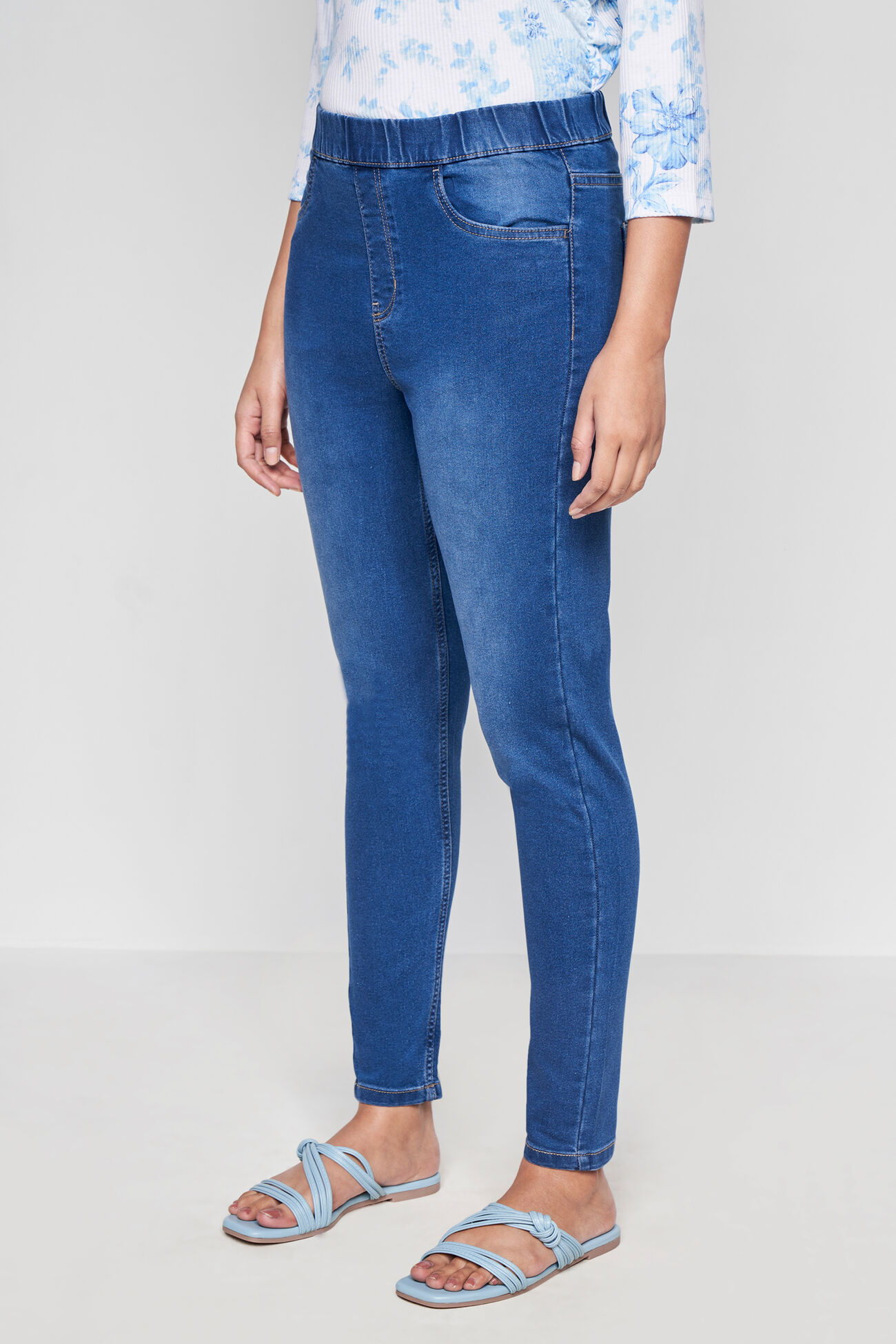 Buy our Medium Blue Solid Straight Bottom online from ANDIndia SC