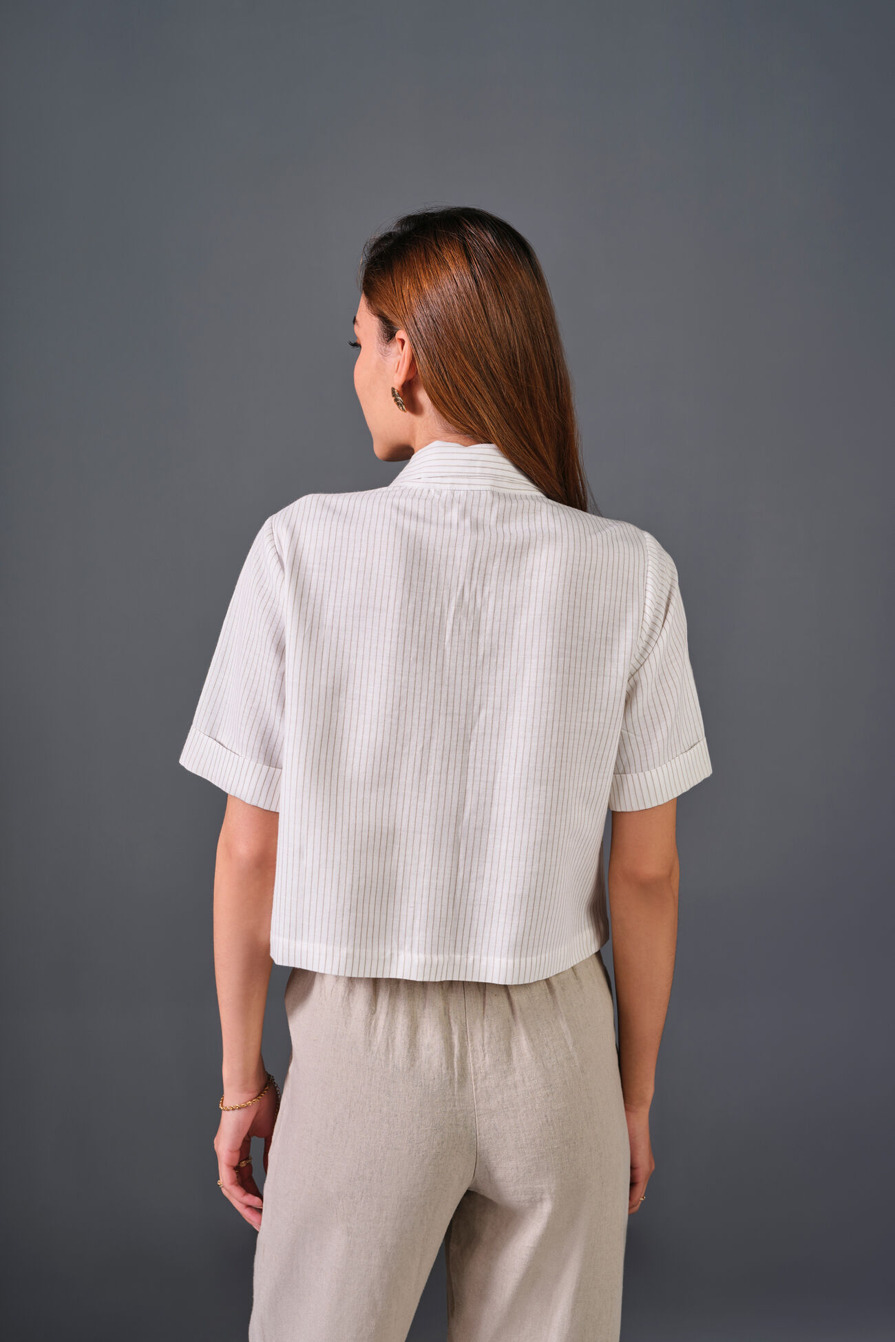 Timeless White Cotton Shirt, Beige, image 5