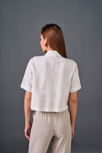 Timeless White Cotton Shirt, Beige, image 5