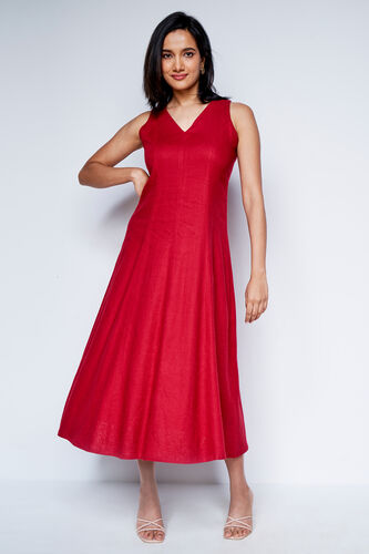 Red Solid Straight Dress, Red, image 1