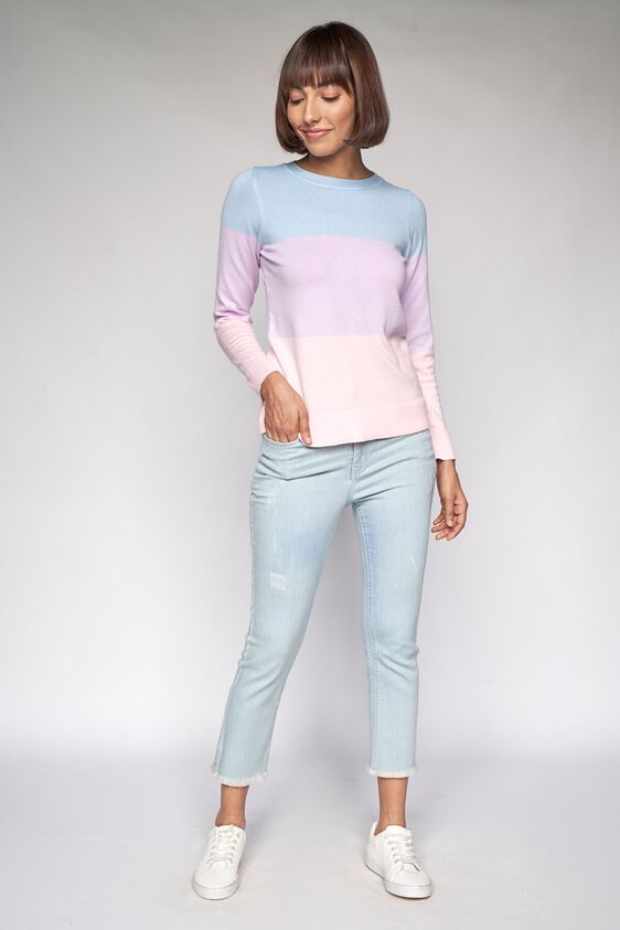 3 - Powder Blue Colorblocked Sweater Top, image 3