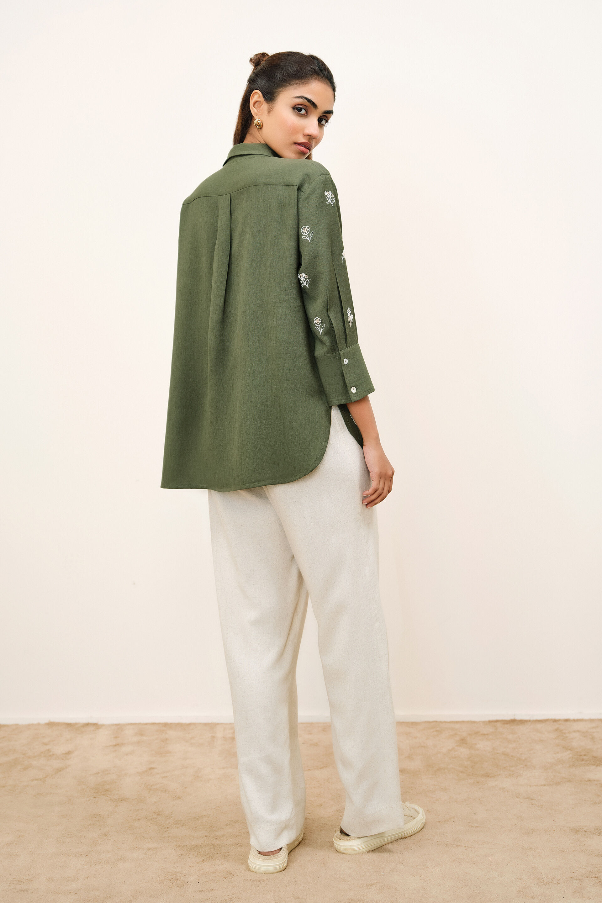 Agnes Olive Shirt, Olive, image 6