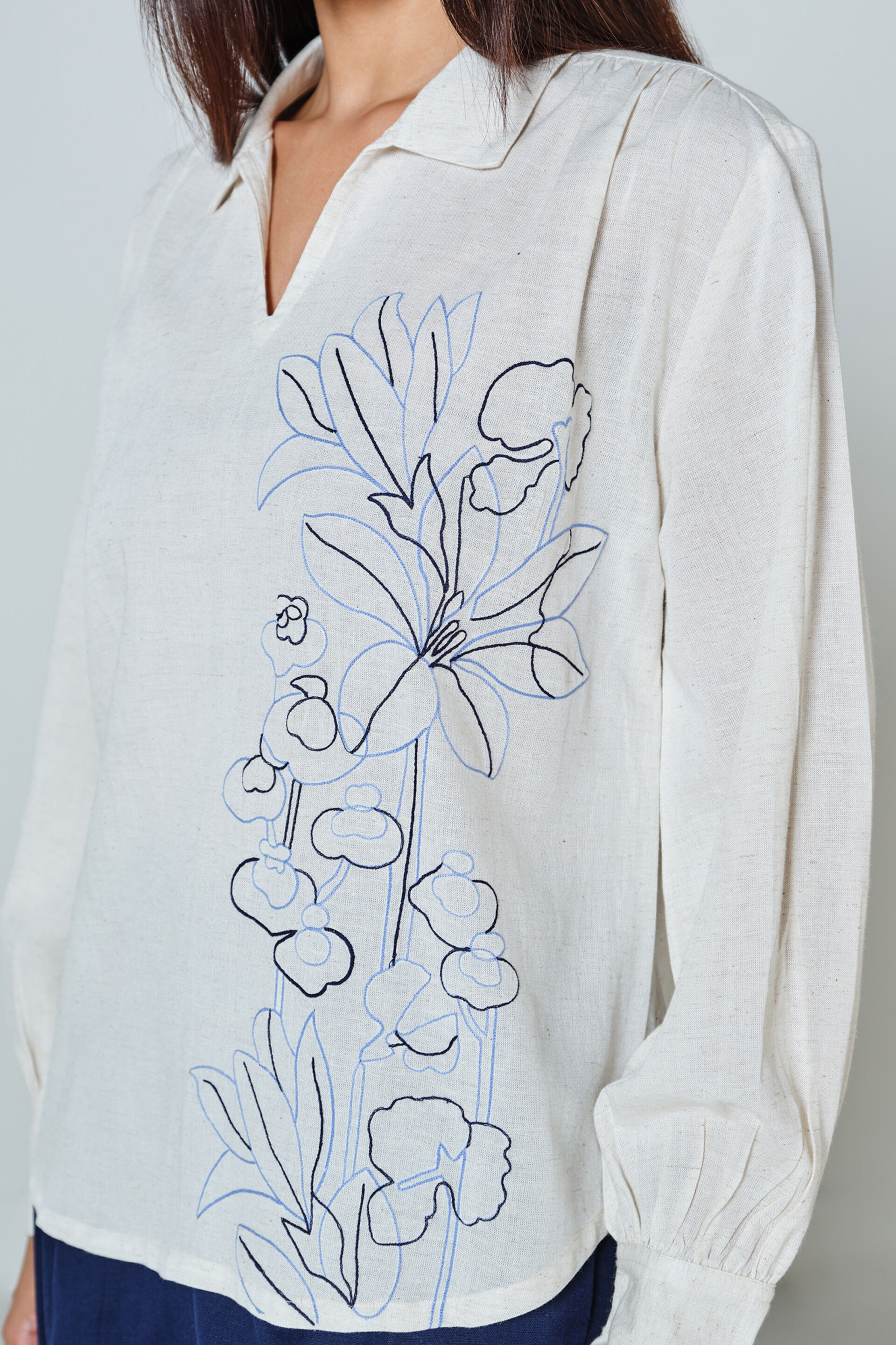 Bianca Embroidered Top, Natural, image 4