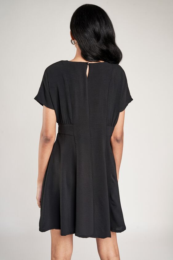 5 - Black Solid Fit And Flare Dress, image 5