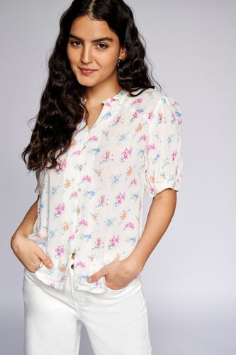 1 - White Floral Shirt Style Top, image 2