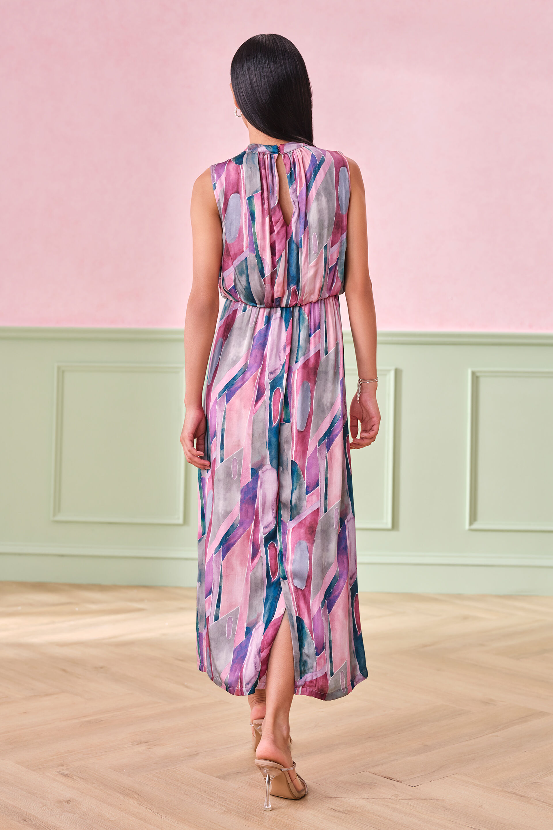 Stained Glass Viscose Maxi Dress, Pink, image 5