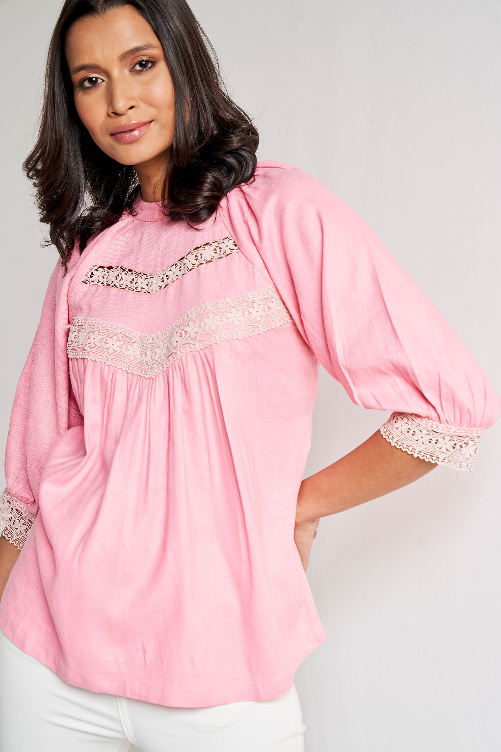 Pink Solid Straight Top, Pink, image 4