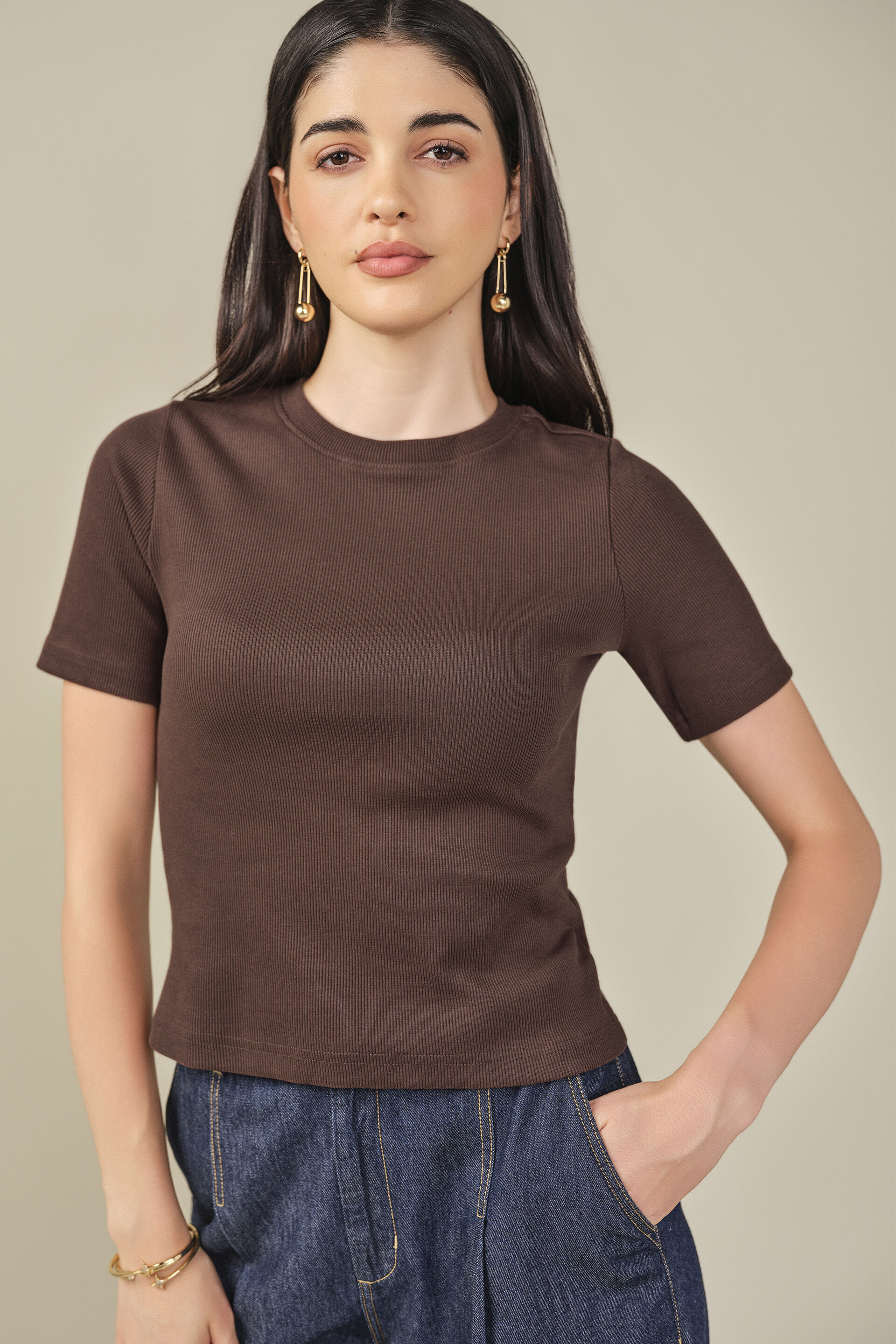 Solid Cotton Top in Brown