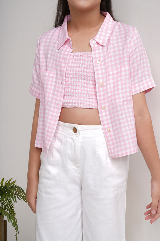 Pink and White Checks Straight Set, Pink, image 6
