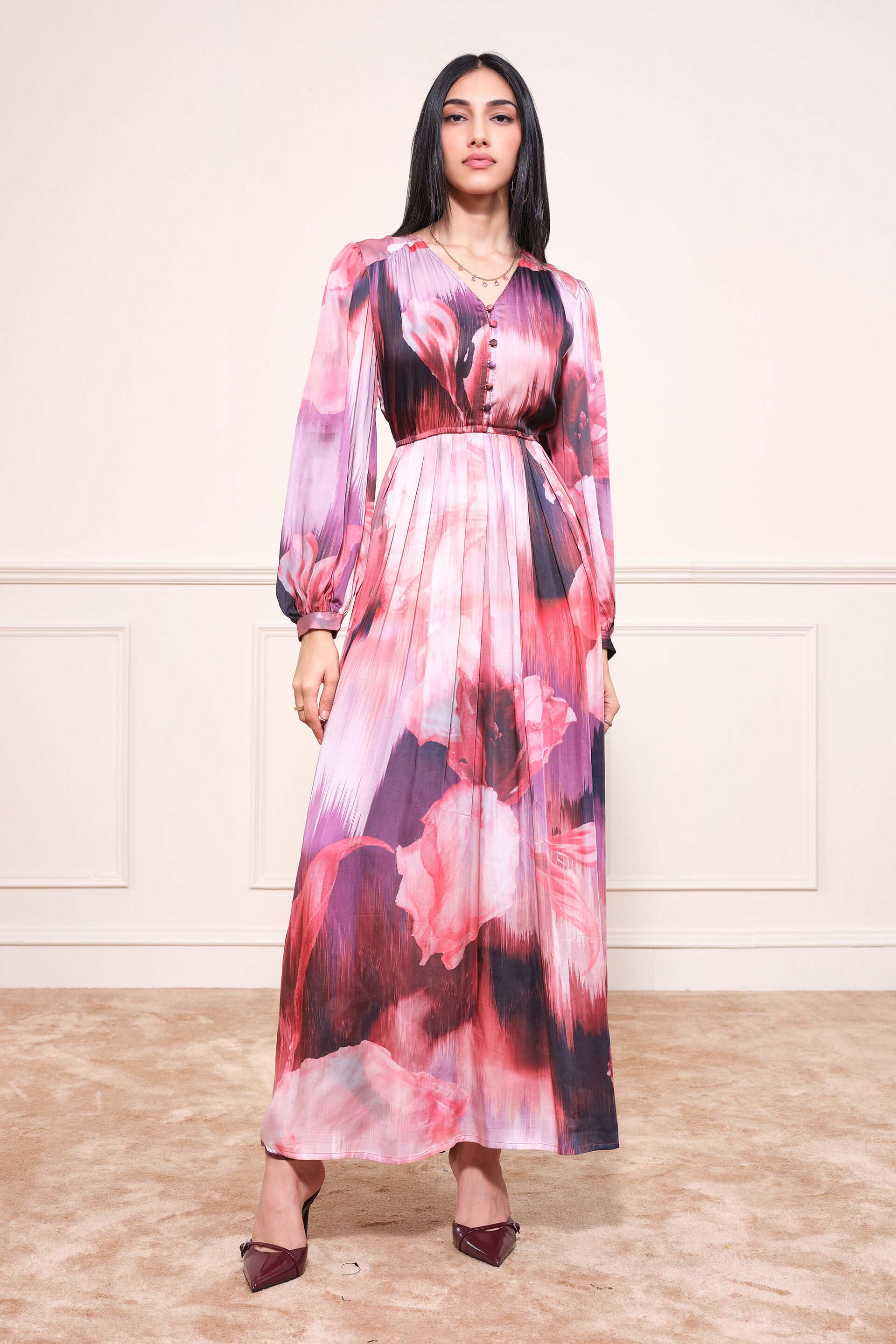 Bloom Bounce Maxi Dress, Wine, image 2