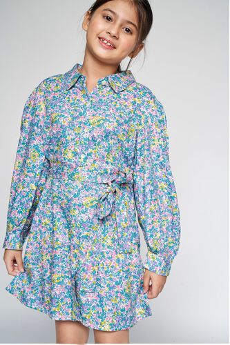 1 - Multi Color Floral Shirt Style Dress, image 1