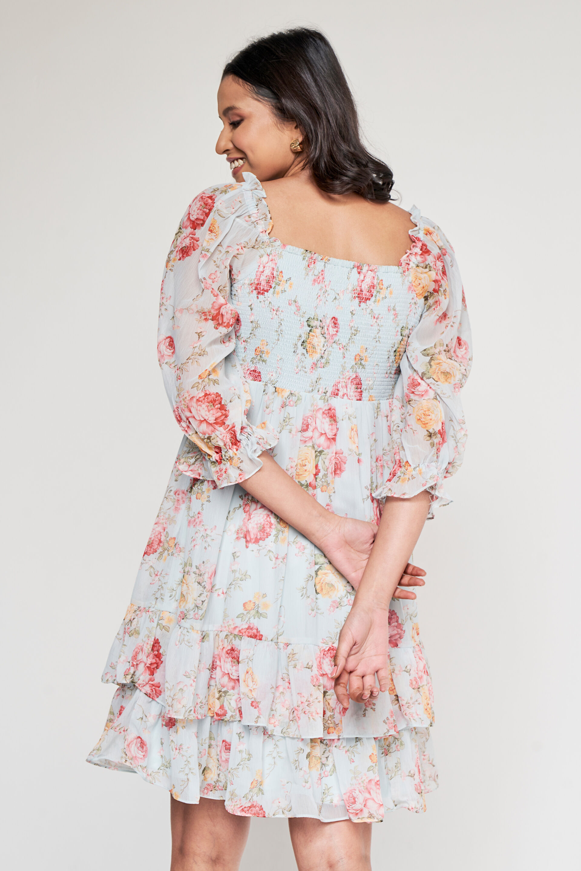 Floral on sale flounce dress