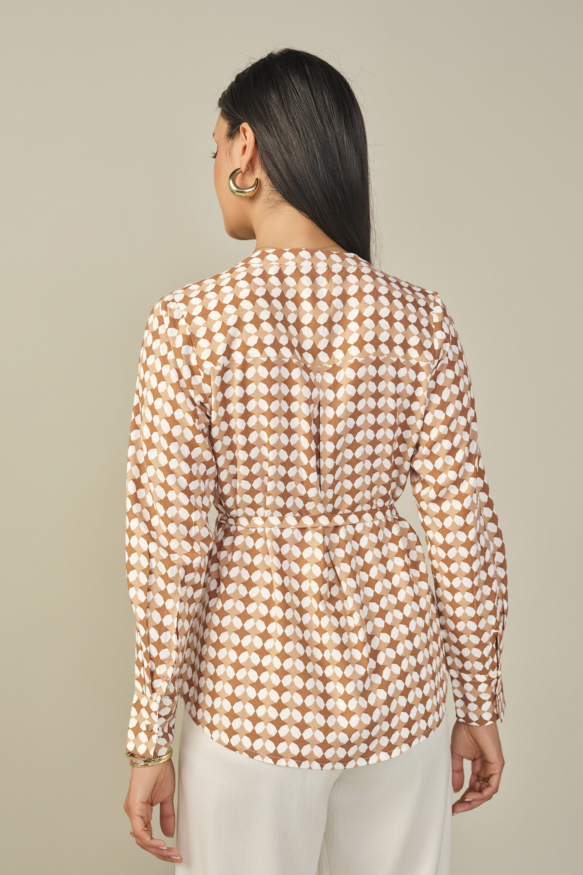 Abstract Printed Top in Brown, Beige, image 6