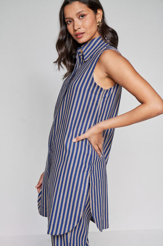 Blue And Gold Striped Symmetry Coord Set, Blue, image 5