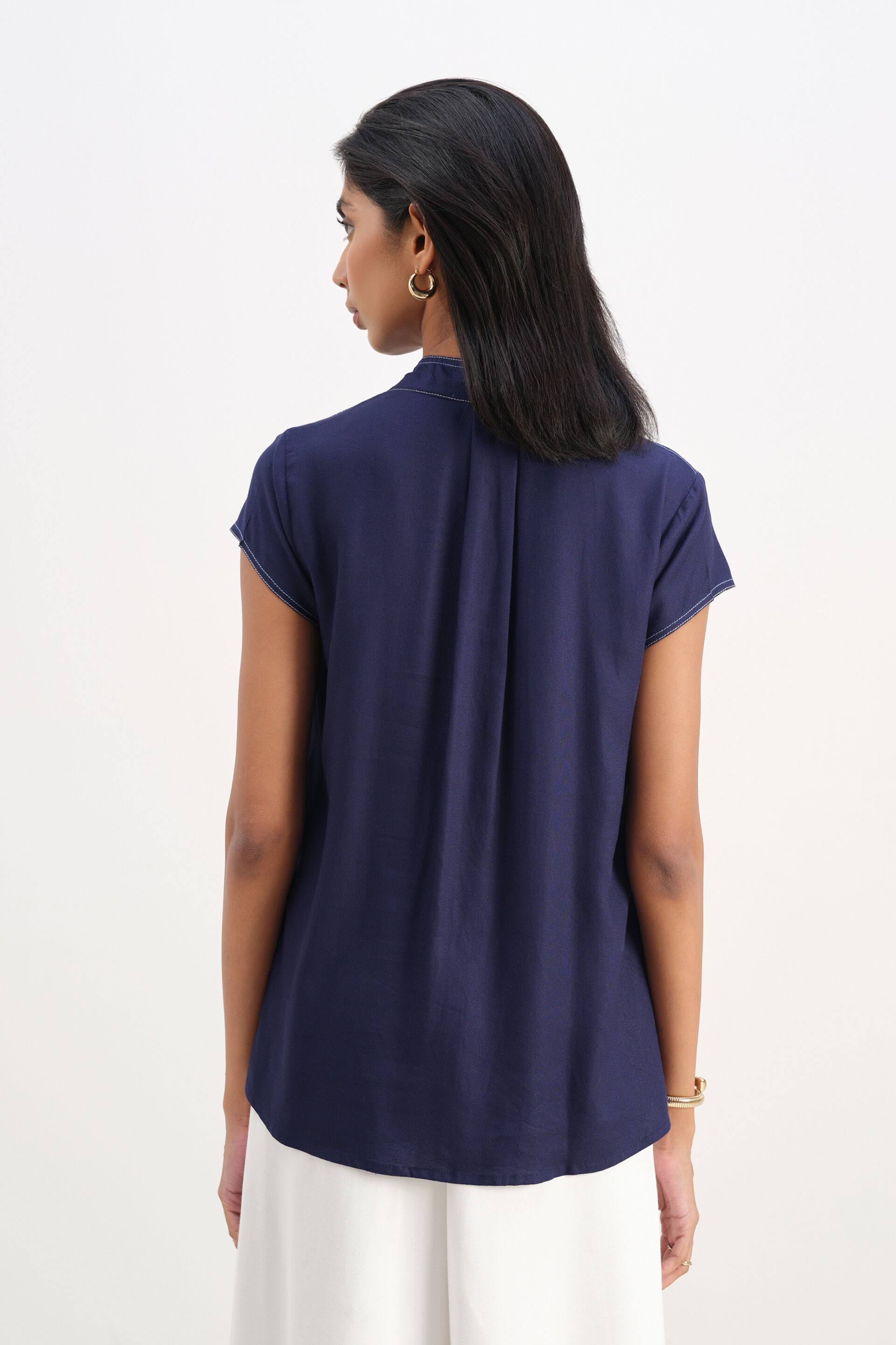 Echoes of Emerald Navy Top, Navy, image 5