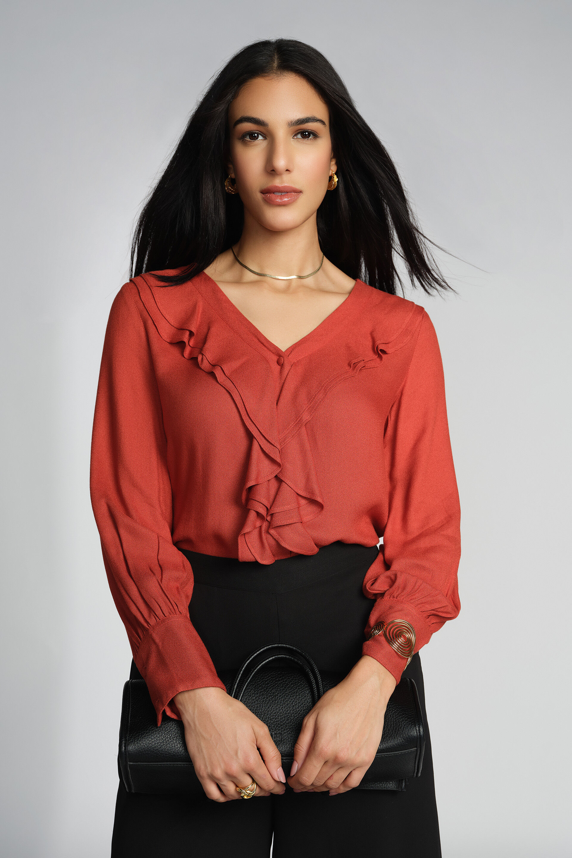 Sunset Ruffle Top, Rust, image 1
