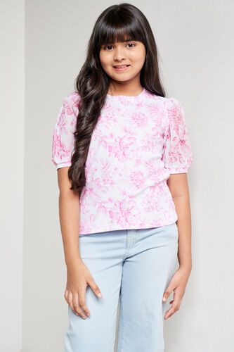 Pink Floral Short Top, Pink, image 1