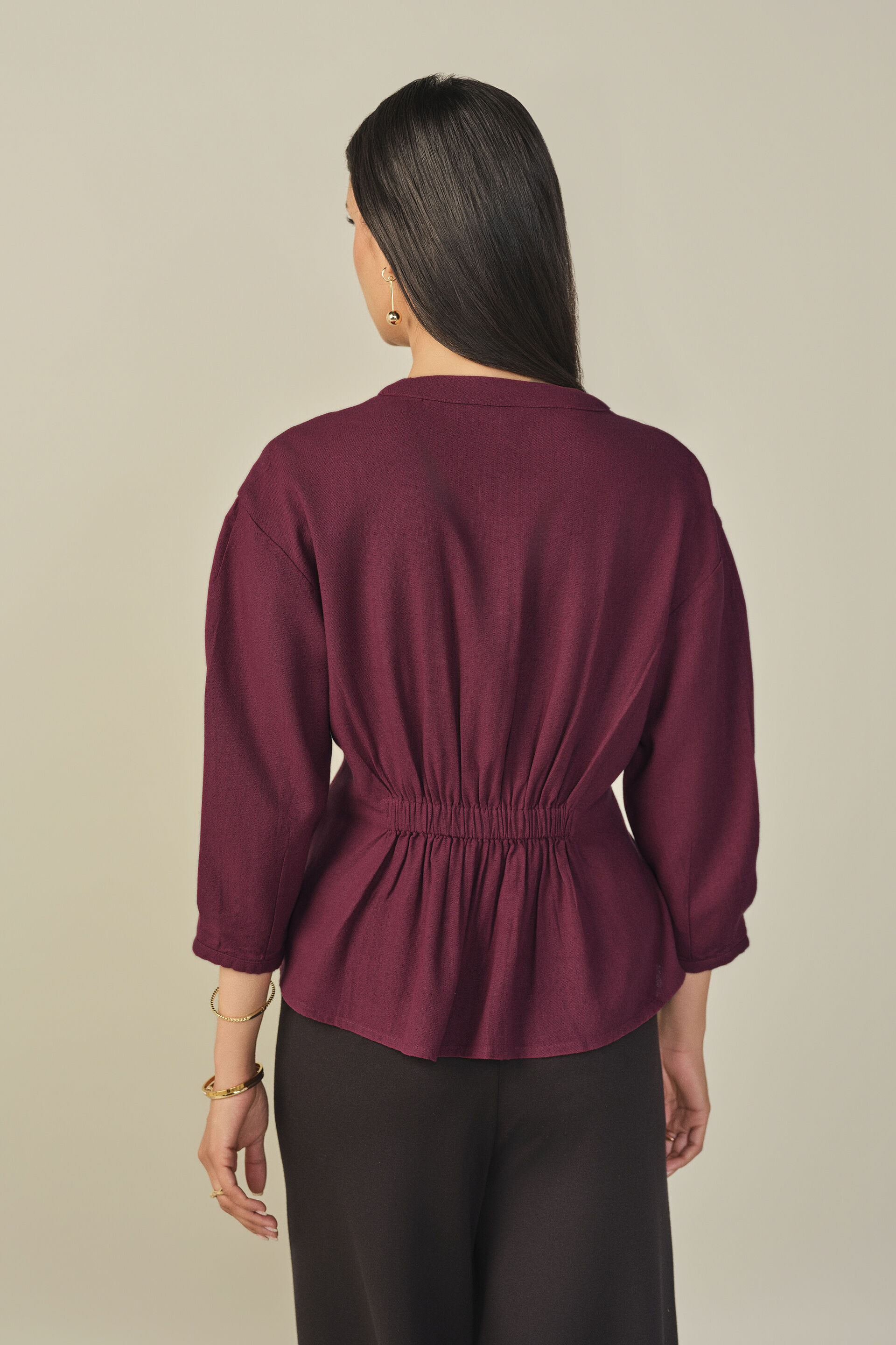Pleated Top in Plum, Plum, image 4