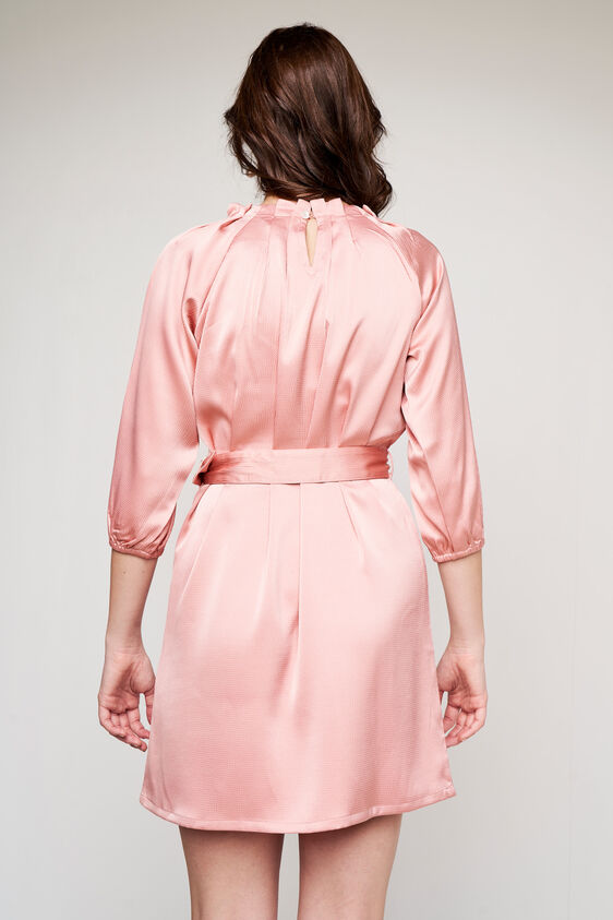 Peach Solid Straight Dress, Peach, image 5