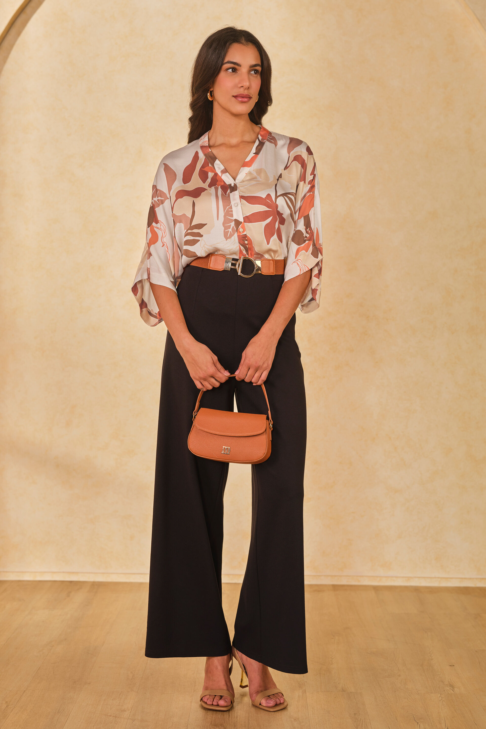 Caramel Spice Viscose Top, Cream, image 2